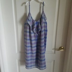 I Love Ronson  Plaid Ruffle Neckline Slip Dress Size L